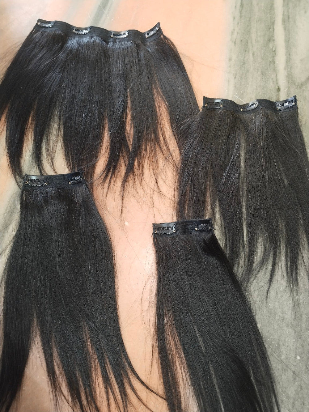 D'HAIR Natural Black clip-in volumizer four-piece set, 13 to 15 inch