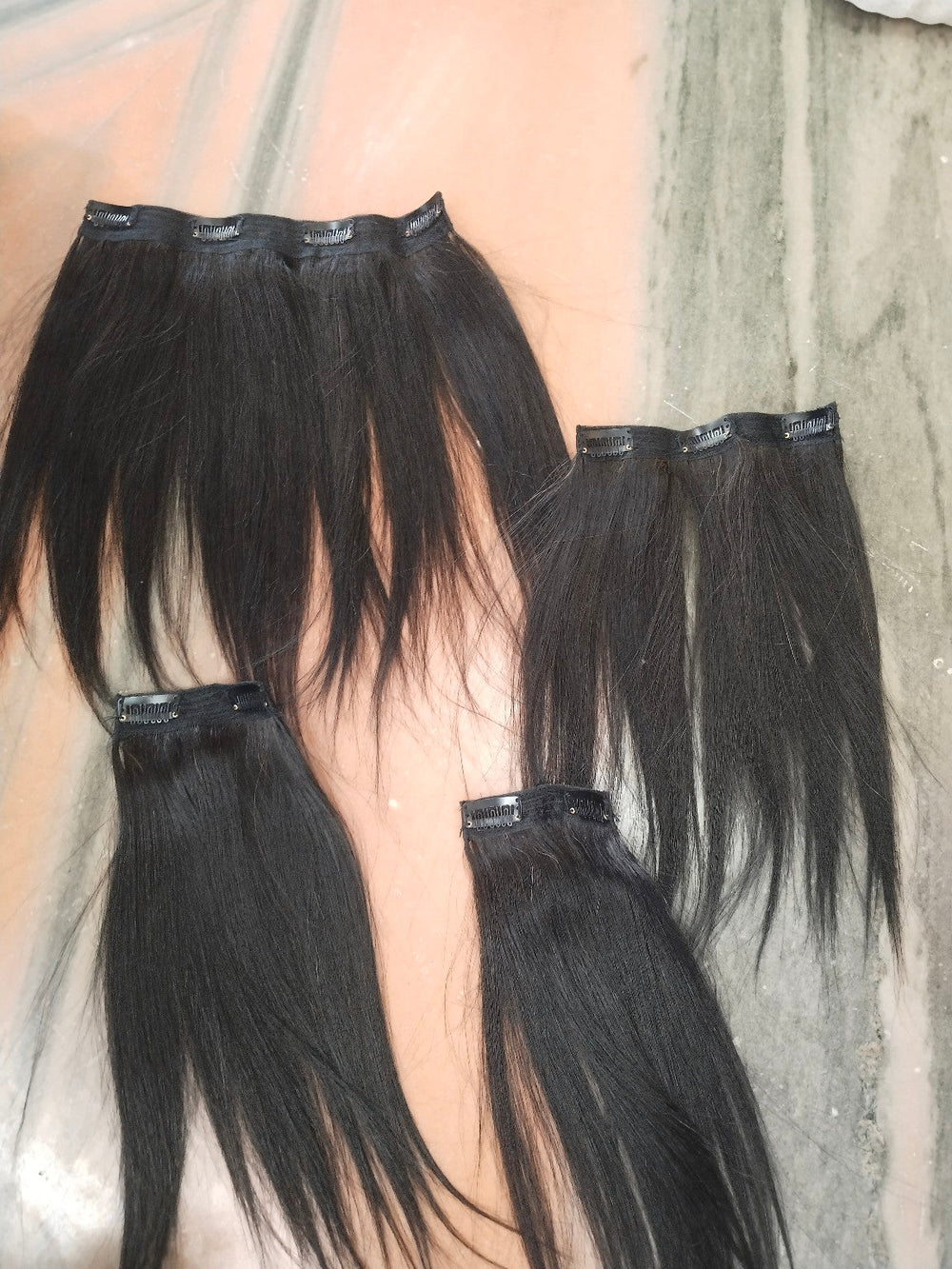 D'HAIR Natural Black clip-in volumizer four-piece set, 13 to 15 inch