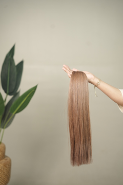 D'HAIR Dark Beige Blonde straight human hair weft, 20 inches
