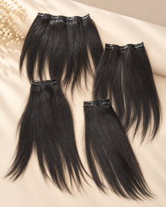 D'HAIR Natural Black clip-in volumizer four-piece set, 17 to 19 inch