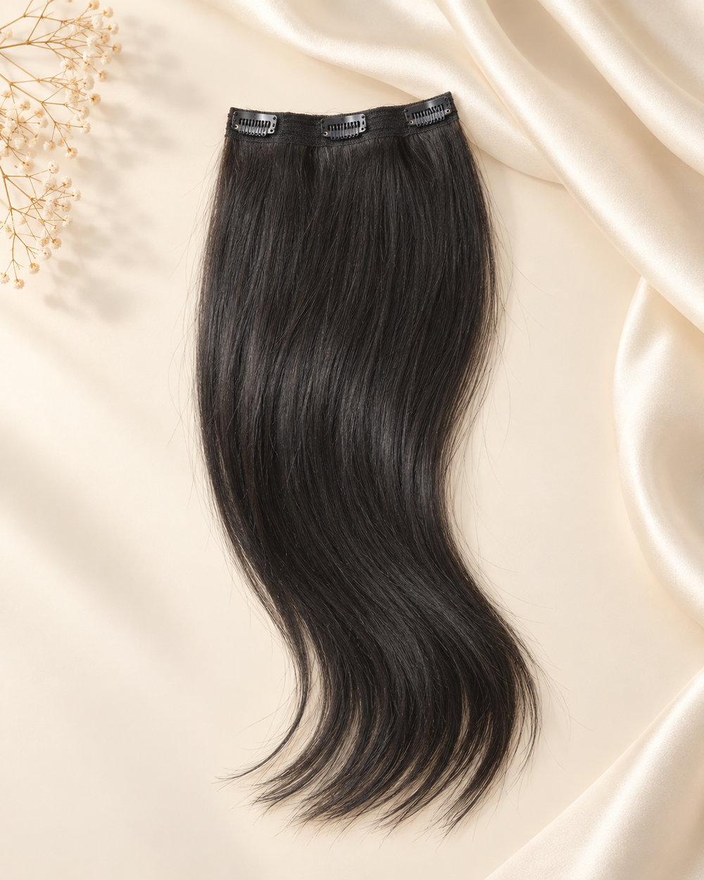 D'HAIR Natural Black individual three-clip volumizer