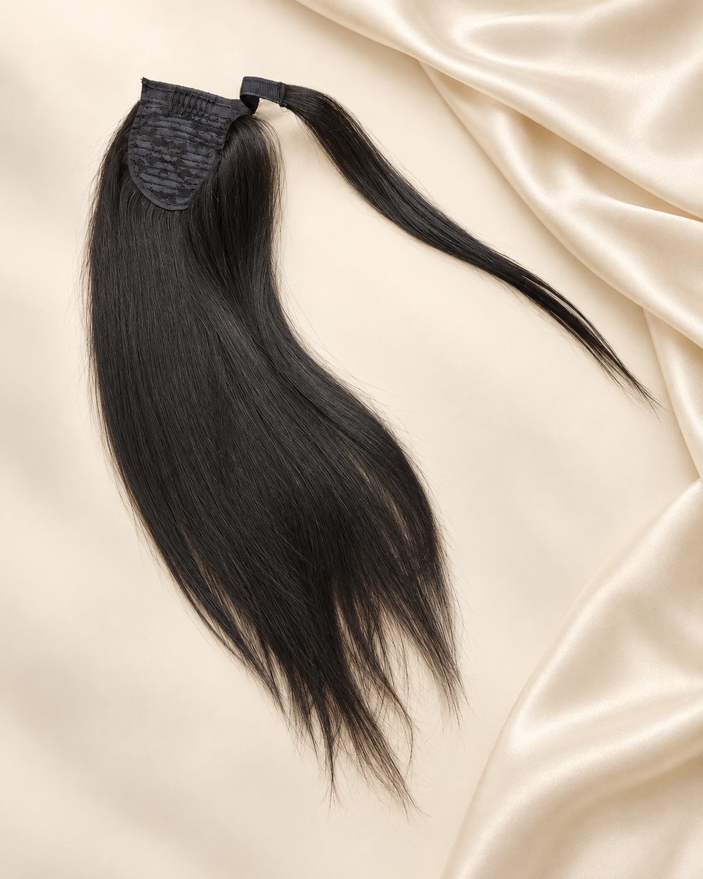 D'HAIR Natural Black wrap-around ponytail extension, 21 to 22 inch