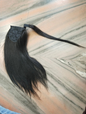 Natural Black wrap-around human hair ponytail extension